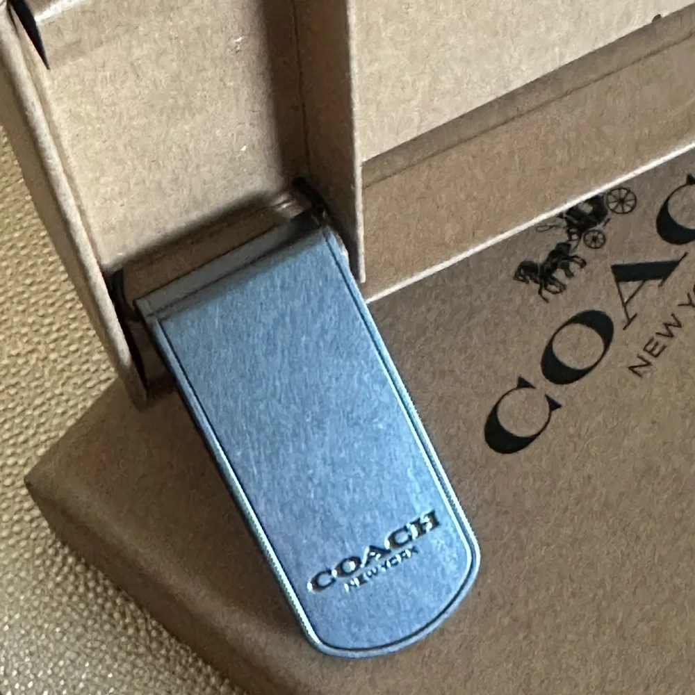 Coach Signature Black Card Holder and Clip Set